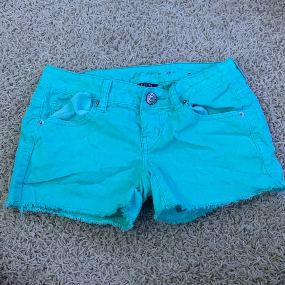 american eagle teal shorts